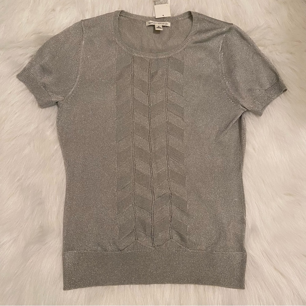✨NWT Banana Republic Metallic Thread Short Sleeve Sweater